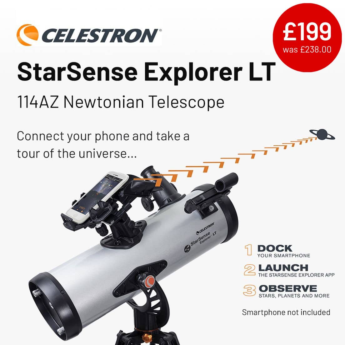 Celestron StarSense Explorer LT 114AZ Newtonian Reflector Telescope