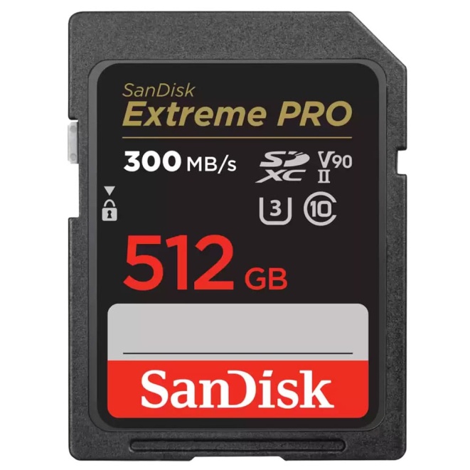 SanDisk Extreme PRO 300MBs UHS-II Class 10 V90 SDXC Card 512GB