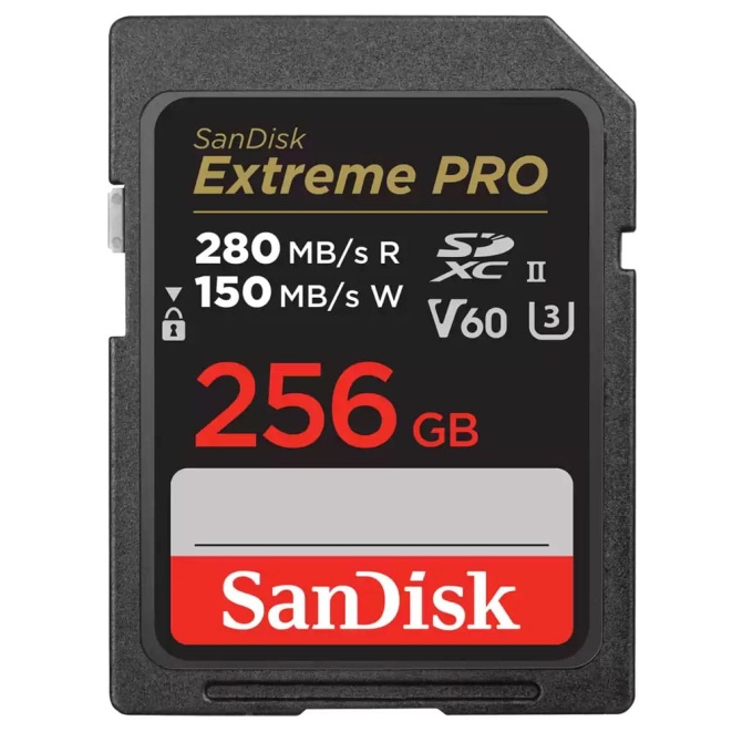 SanDisk Extreme PRO 280MBs UHS-II C10 V60 SDXC Card 256GB